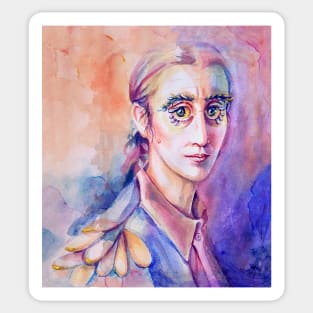 Bird Person Watercolor Portrait Sticker